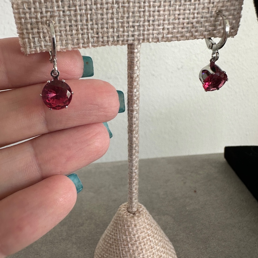 Sterling Silver Necklace and Earring Set with Pink Gemstones - Picture 6 of 10